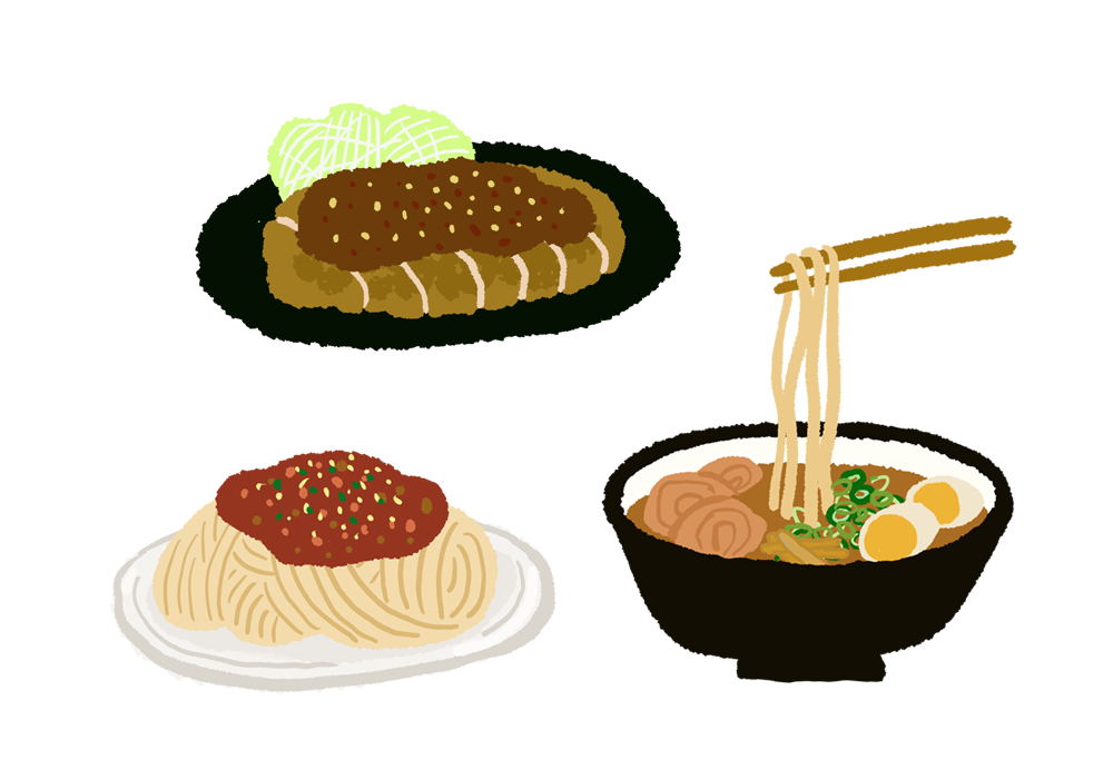 岡崎マップ用イラスト 食 サチデザイン 愛知県一宮市のデザイナー